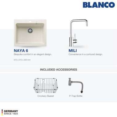 Kitchen Sink Bak Cuci Piring Granit 1 Lubang BLANCO Silgranit NAYA 6 - Paket Kitchen Sink dan Keran