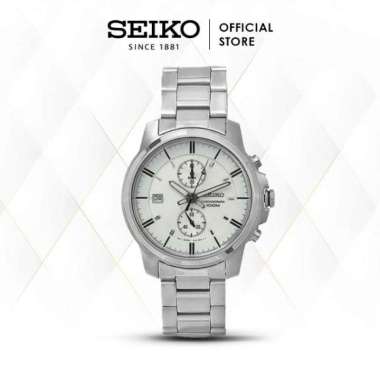 Jam Tangan Pria Seiko Chronograph Classic SNN161 White Dial Original
