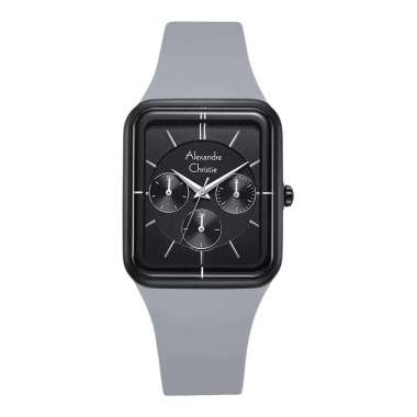 Jam Tangan Wanita Alexandre Christie Passion AC 2744 BF RIPBAGR Ladies Black Dial Grey Rubber Strap 