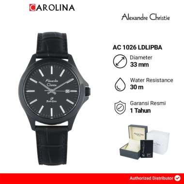 Jam Tangan Wanita Alexandre Christie Primo Steel AC 1026 LDLIPBA Black Dial Black Leather Strap