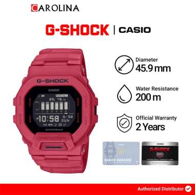 Jam Tangan Pria Casio G-SHOCK GBD-200RD-4D Red Out Men Black Digital Dial Red Resin Band