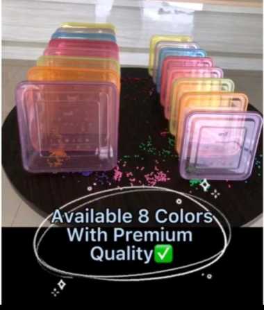 Thinwall 2000 ml Square + Tutup Warna Clear Merek ENVI PREMIUM HARGA 1 ROLL ISI 25 PCS Bening