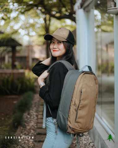 Consina Acropolis Tas Ransel Backpack Office Campus School Laptop 15Inch With Free Cap - Hitam Hitam