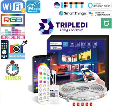 TRIPLEDI LED Strip 5 Meter RGB 5050 Smart Lampu Hias Wifi Google Home Wifi Bluetooth Voice Control W