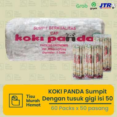 GROSIR Sumpit Bambu / Kayu KOKI PANDA 50 Pasang / 1 DUS/BAL isi 60PACK