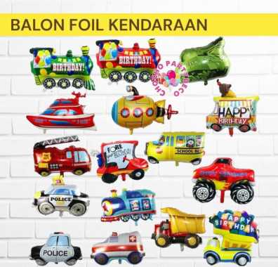 Balon KENDARAAN / Balon Foil Mobil Polisi Ambulance Truck Bus Sekolah Pesawat Pesawat Merah Mini