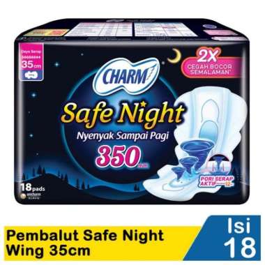 CHARM Pembalut Safe Night 35cm Wing 18 Pads 12 Pads CHARM 35 12