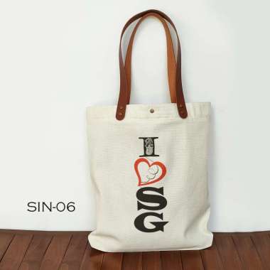 Totebag Canvas oleh oleh Singapore Tas Souvenir Singapore SIN-06