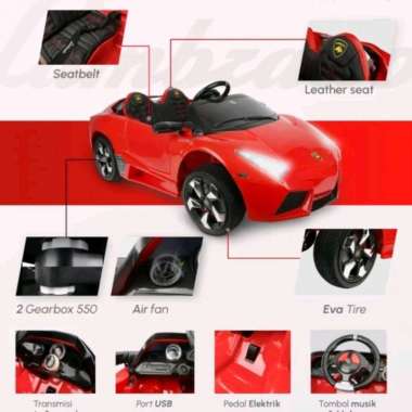 Mainan Anak Mobil Aki PMB M6869 Lamborghini M 6869 M-6869 Red