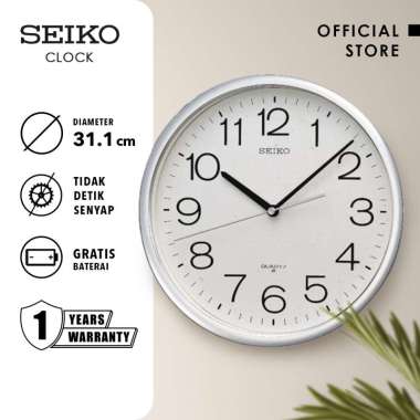 Jam Dinding Seiko Analog QXA014S Silver Color White Dial 31cm Original