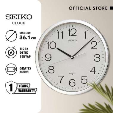 Jam Dinding Seiko Analog QXA020S Silver Color White Dial 36cm Original
