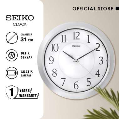 Jam Dinding Seiko Analog QXA352S Silver Color White Dial 31cm Original
