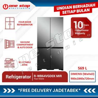 [GARANSI RESMI] HITACHI R-WB64VGD0X MIR Kulkas Multi Door 4 Pintu 569 L