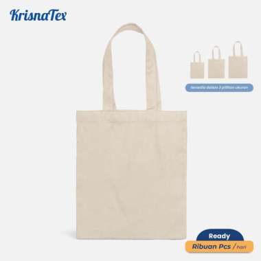 Krisnatex Tote Bag Kanvas Natural Polos - Tas Belanja Canvas Totebag POTRAIT Besar (35 x 40 cm)