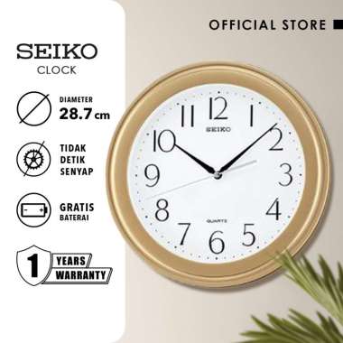 Jam Dinding Seiko Bulat QXA576G Gold Analog 28cm Original