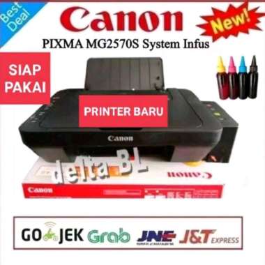 Printer Canon Mg2570s all in onr System' tinta infus full tinta siap pakai cetak foto color