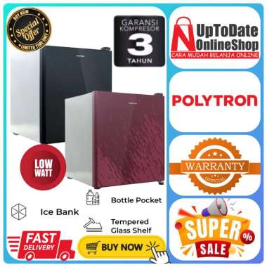 KULKAS PORTABLE POLYTRON PRH-51 PRH51 PRH 51 TEMPERED GLASS DOOR MINI BAR POLYTRON LEMARI ES PORTABL