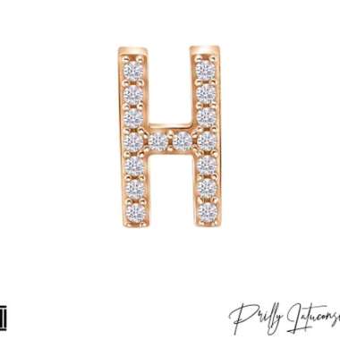 Set Kalung dan Liontin Hala Gold Huruf H Elegant Emas Asli Kadar 75.5% Liontin Rose 0.72gr