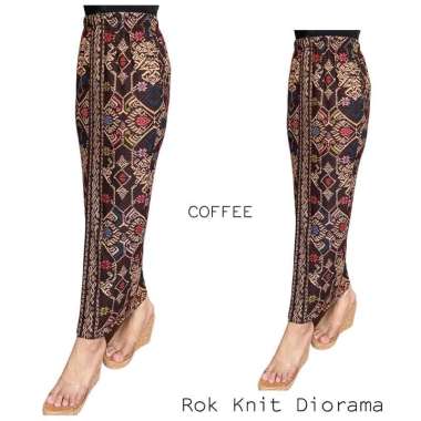 Rok Knit stretch Diorama songket Bali L-XL Ungu songket