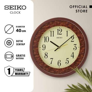 Jam Dinding Seiko QXA684B Detik Senyap Sweep Champagne 40cm Original