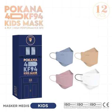 POKANA 4D KF94 KIDS Earloop Medical Face Mask - Color Series ( rekomendasi untuk usia 3 - 6 tahun )