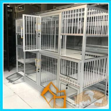Kandang Kucing Aluminium// 2tingkat// 4kamar pintu kaca