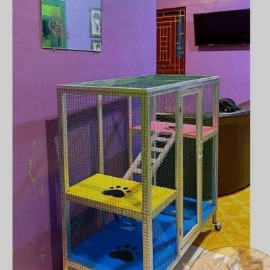 Kandang Kucing Galvalum simpel alas warna warni