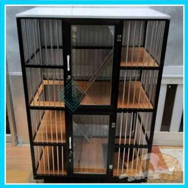 Kandang Kucing 2 Tingkat Lantai Keramik 2 Kamar Bahan Aluminium