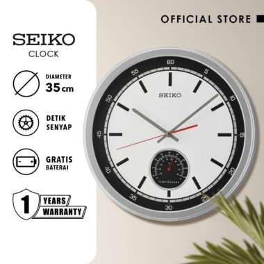Jam Dinding Seiko QXA696S Thermometer Detik Senyap 35cm Original