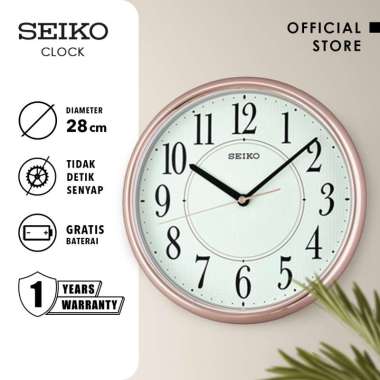 Jam Dinding Seiko Bulat QXA671P Pink Gold Lumibrite 28cm Original