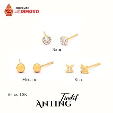 Anting Emas Tindik Berat Super Ringan J5 Ismoyo ANI0200 Tindik Batu