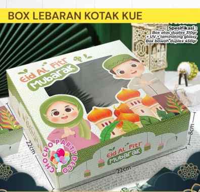 Box Idul Fitri Kotak Kue Tart Lebaran / Parcel Idul Fitri / Hampers Lebaran ukuran 22x8x22 cm HT Idu