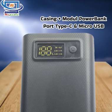 DIY Case Casing Modul Mesin Power Bank Powerbank Type-C LCD 8 Baterai 18650 2 Output 2.1A Hitam