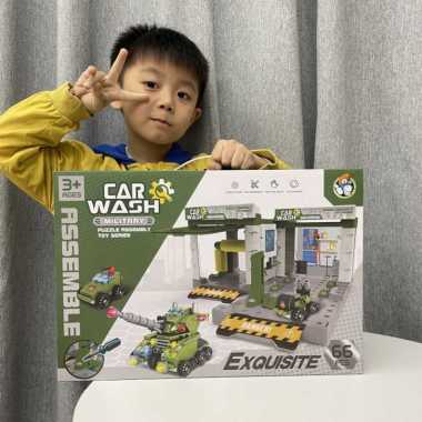 OEM ONE-M217 Mainan Mobil Mobilan Car Wash DIY Mobil Pemadam Kebakaran Mainan Bongkar Pasang Anak De