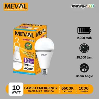 MEVAL Lampu Bohlam LED Emergency Magic Bulb Rechargeable 10 Watt Kuning