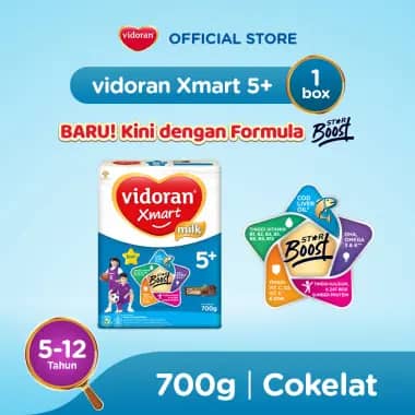 Vidoran Xmart 5+ Cokelat Susu Formula 700 g