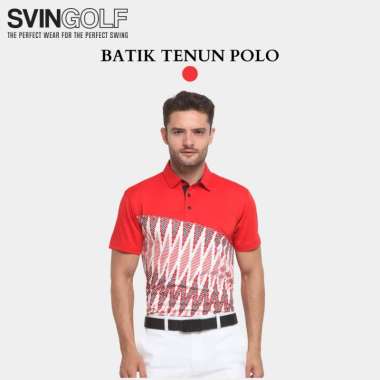 Svingolf Batik Tenun Polo Shirt Pria S Red White