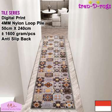 Tren-D-rugs Karpet keset kaki printing motif alas lantai dapur set panjang runner lorong koridor kit