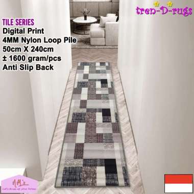 Tren-D-rugs Karpet keset kaki printing motif alas lantai dapur set panjang runner lorong koridor kit