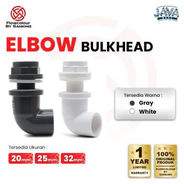 Flowcolour Elbow Bulkhead Fitting Vault ring Pipe UPVC by Sanking pipa San King 25mm White