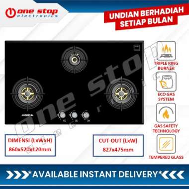 [GARANSI RESMI] MODENA BH 6935 LF Dorato Kompor Gas Tanam 90cm 3 Tungku