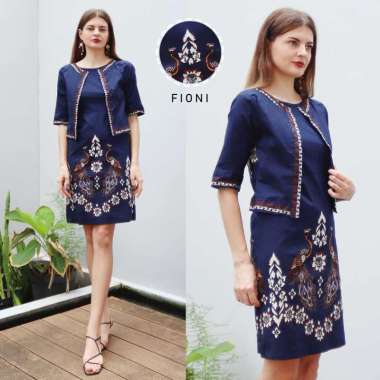 Evercloth Fioni Dress Batik Wanita Dress Wanita Terusan Batik Couple Blazer L-XL