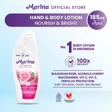 Marina Hand Body Lotion UV White 185ml - Nourish & Bright