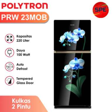 KULKAS 2 PINTU POLYTRON KAPASITAS 220 LITER PRW 23MOB / PRW 23MOW GARANSI RESMI (MEDAN) BLUE