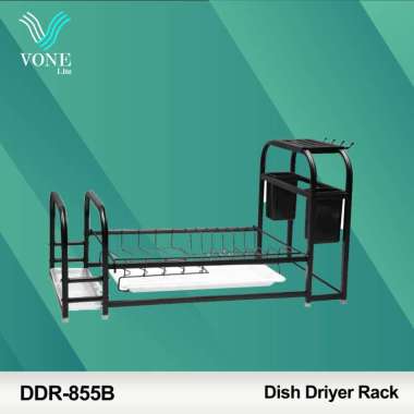 Rak Piring Dapur Stainless Steel Penyimpanan Rak Pengering Mangkuk Black VONE DDR-855B