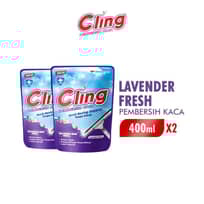 Cling Pembersih Kaca Lavender Fresh Pouch 400 mL [2 pcs]
