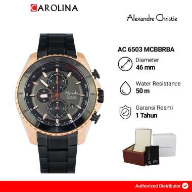 Jam Tangan Pria ALEXANDRE CHRISTIE AC 6503 MCBBRBA Black Dial Black Stainless Steel Strap