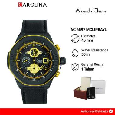 Jam Tangan Pria ALEXANDRE CHRISTIE AC 6597 MCLIPBAYL Black Dial Black Rubber Strap