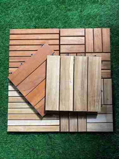 Decking Tile kayu jati kebun-kolam-teras Mozaik Unfinish