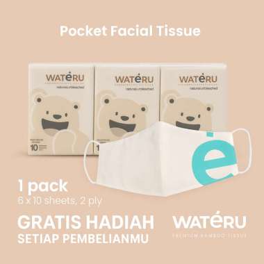 Special Bundling Wateru Masker - Wateru Premium Bamboo Pocket Tissue Special Ed [6 pcs x 10 sheets] 
